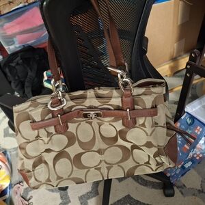 Brown Coach Signature Tote Bag